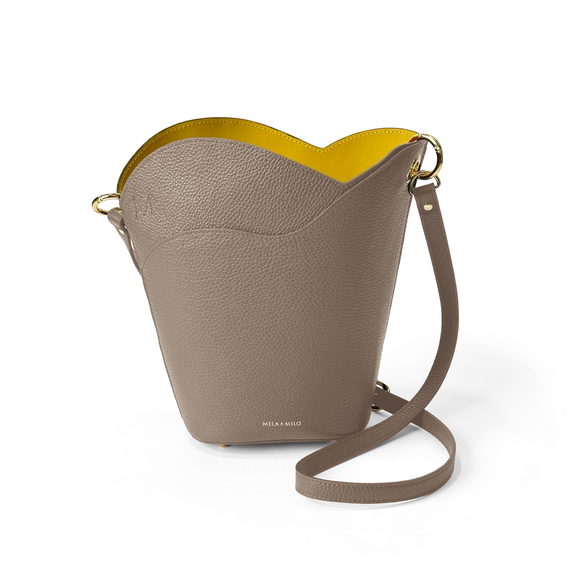 バック バケツ型 焼印 牛革焦げ茶色 うす 